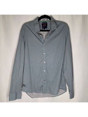 John Lennon Blue & Brown Patterned Casual Button Down Shirt Large